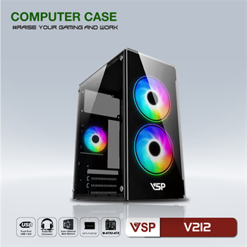 Case Máy Tính Chính Hãng VSP V211 & V212 Đen Trắng Hồng Xanh (Chuẩn mATX) New FullBox