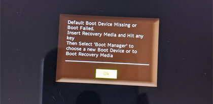 Lỗi Default Boot Device Missing or Boot Failed