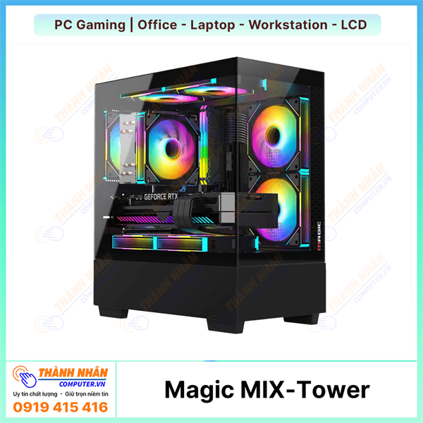 Case MAGIC MIX TOWER - MATX (Trắng/Đen)