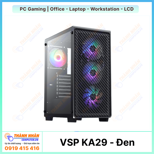 CASE GAMING VSP KA29 - Đen/Trắng - (Kèm 4 fan LED)