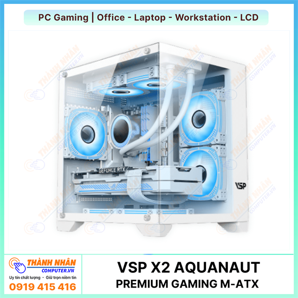 Case VSP X2 AQUANAUT PREMIUM GAMING M-ATX (Trắng/Đen)