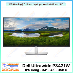 Màn hình cong Dell Ultrawide P3421W - 4K - IPS - 60Hz - 5ms - USB C (Likenew 98%)