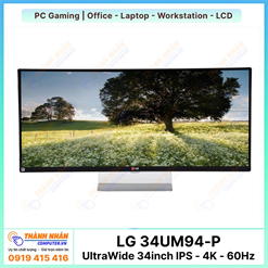 Màn hình LG 34UM94-P - UltraWide 34inch IPS - 4K (3440x1440) - 60Hz - 5ms - sRGB 99%