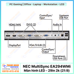 Màn hình NEC MultiSync EA294WMi - LED IPS - 29inch - 2k (21:9) Siêu nét