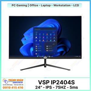 Màn hình VSP IP2404S - 24" FHD - IPS - 75Hz - 5ms - Đen/Trắng - Tràn viền