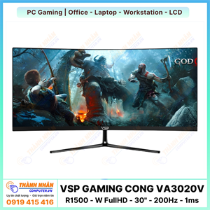 Màn Hình Cong Ultrawide Gaming VSP - VA3020V (R1500 - FullHD - 30" - 200Hz - 1ms)