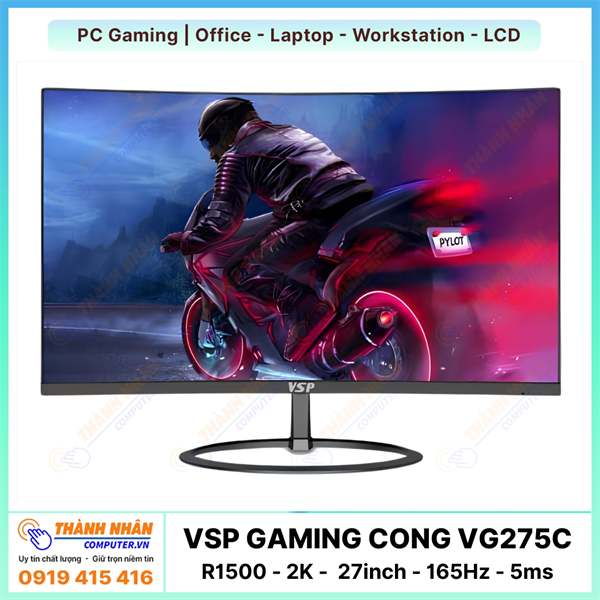 Màn Hình Cong  ESport Gaming VSP - VG275C (R1500 - 2K - 27inch - 165Hz - 5ms)