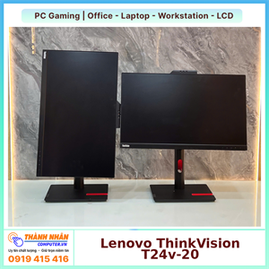 Màn hình Lenovo ThinkVision T24v-20 23.8"/ FHD (1920x1080)/ IPS/ VGA/ HDMI/ DP/ 2USB QSD