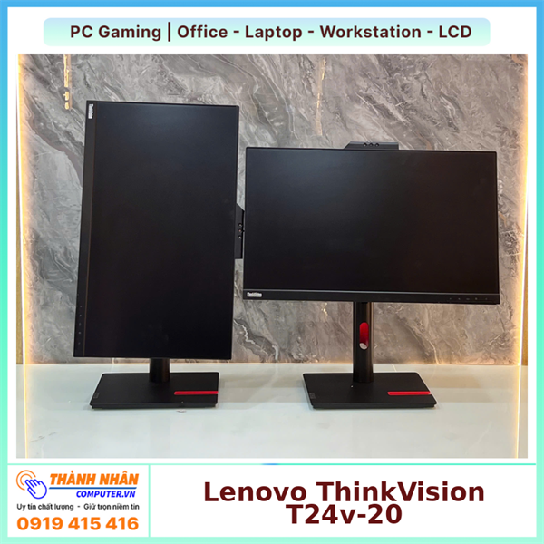 Màn hình Lenovo ThinkVision T24v-20 23.8"/ FHD (1920x1080)/ IPS/ VGA/ HDMI/ DP/ 2USB QSD
