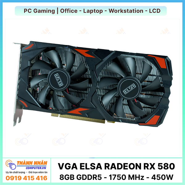 Card màn hình ELSA Radeon RX 580 Dual (8GB - GDDR5 - 1750 MHz - 450W)