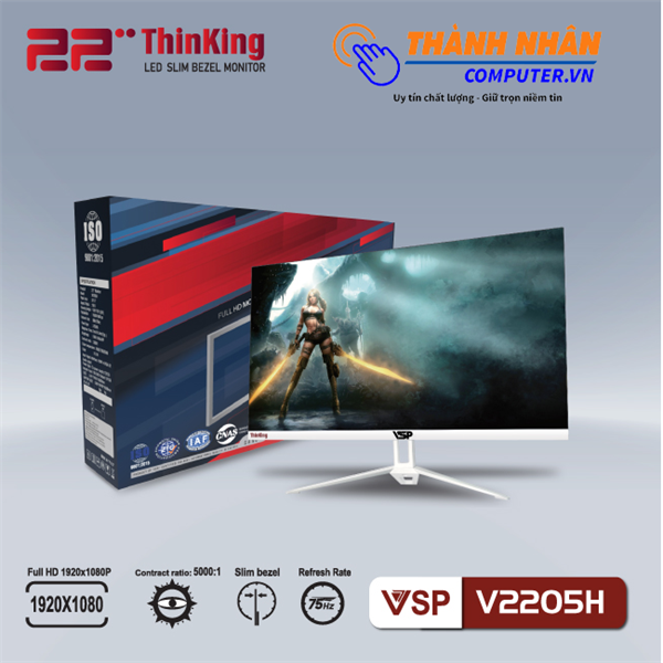 Màn hình LED monitor VSP 22inch V2205H - Trắng/Đen