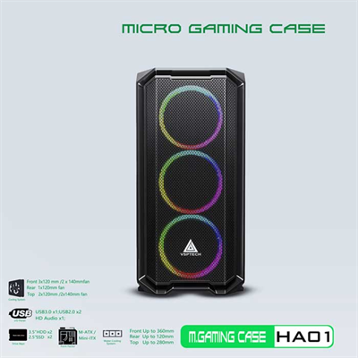 Thùng máy Case VSP Gaming HA01 Đen/ Trắng/ Xanh/ Hồng (No Fan)