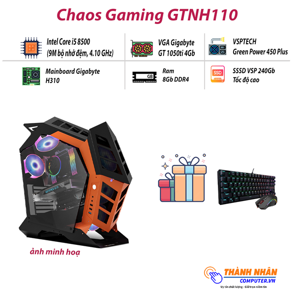 Máy bộ Gaming TNGM_H310 Intel thế hệ 8 Ram 8Gb SSD 240Gb GT GTX RTX Like New Bảo hành 12 tháng