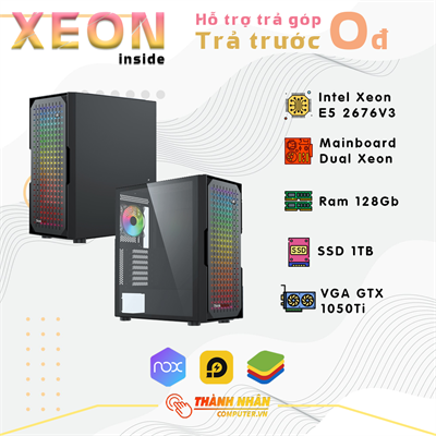 PC Gaming Dual Xeon Treo Giả Lập (VGA GTX 1050Ti- Intel Dual  Xeon E5 2676V3 - Ram 128/256GB  - SSD 1TB) Like New