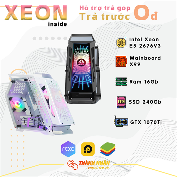 Pc Gaming Treo Giả Lập Vga GTX 1070Ti Intel Xeon E5 2676V3 Ram 16/32/64Gb SSD 240Gb Like New