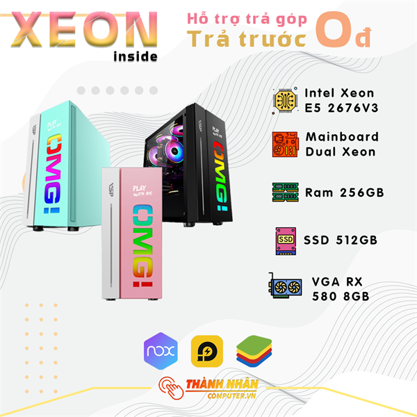 PC Gaming Dual Xeon Treo Giả Lập (VGA RX 580 8GB- Intel Dual  Xeon E5 2676V3  - Ram 64/128/512GB - SSD 512GB) Like New