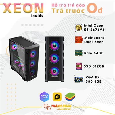 PC Gaming Dual Xeon Treo Giả Lập (VGA RX 580 8GB- Intel Dual  Xeon E5 2676V3  - Ram 64/128/512GB - SSD 512GB) Like New