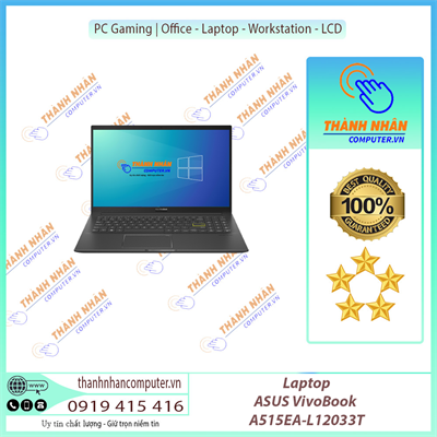 Laptop ASUS VivoBook A515EA-L12033T  I5(1135G7) 8GB SSD 512GB 15,6” Oled FHD, IPS, Intel Iris Xᵉ Graphics Win 10 Fp đen