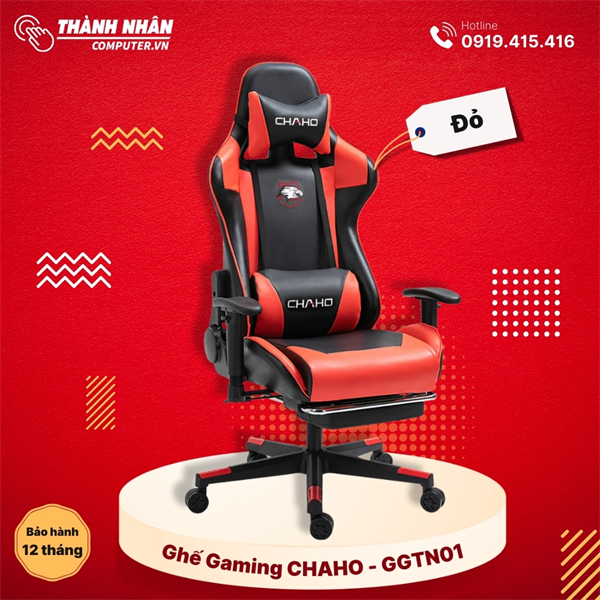 Ghế Gaming CHAHO GGTN01 - Có Gác Chân - Da PU Cao Cấp - BH 12 tháng