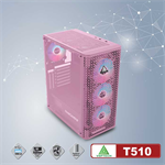 Case Gaming VSP T510 Trắng - Hồng - Đen Mặt Lưới New 100%