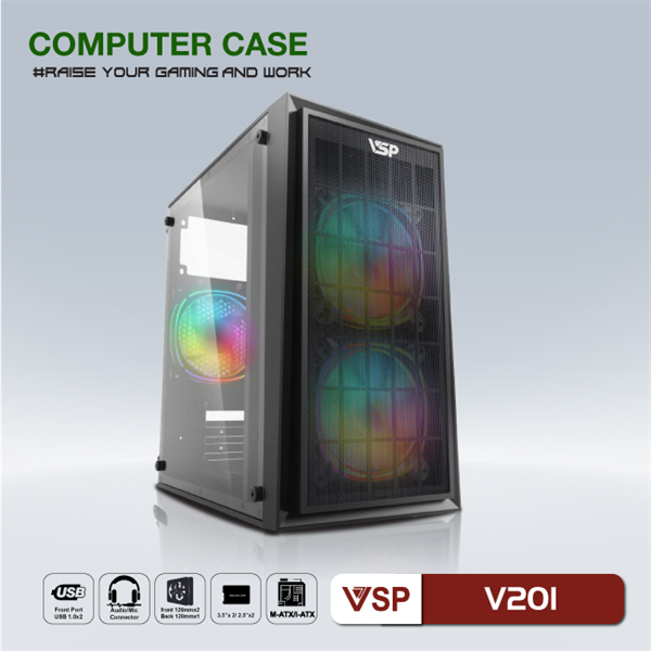 Case VSP Chính Hãng V201 V202 (Chuẩn mATX) New FullBox