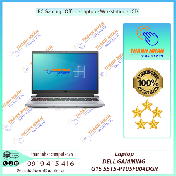 Laptop DELL GAMMING G15 5515-P105F004DGR  AMD R5(5600H) 16G SSD 512GB VGA GTX3050  4Gb 15.6” FHD, IPS, 120Hz Win 11 + Office Home Grey