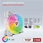 Fan case 12cm Led ARGB/RGB VSP V308 (Màu trắng) - Bảo hành 3 tháng