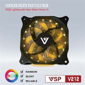 Fan case 12cm VSP V212 Led RGB Rainbow (Tự Chuyển màu)