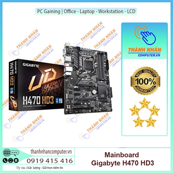 Mainboard Gigabyte H470-HD3 (Chipset Intel B460/ Socket LGA1200/ VGA onboard) New Fullbox