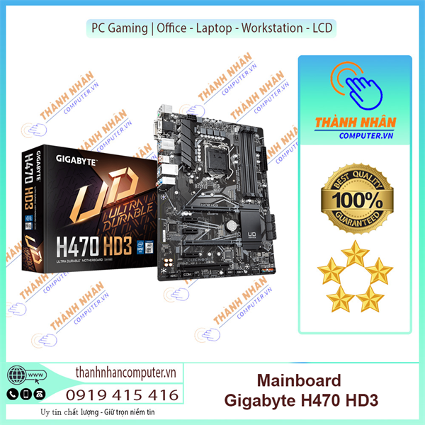 Mainboard Gigabyte H470-HD3 (Chipset Intel B460/ Socket LGA1200/ VGA onboard) New Fullbox