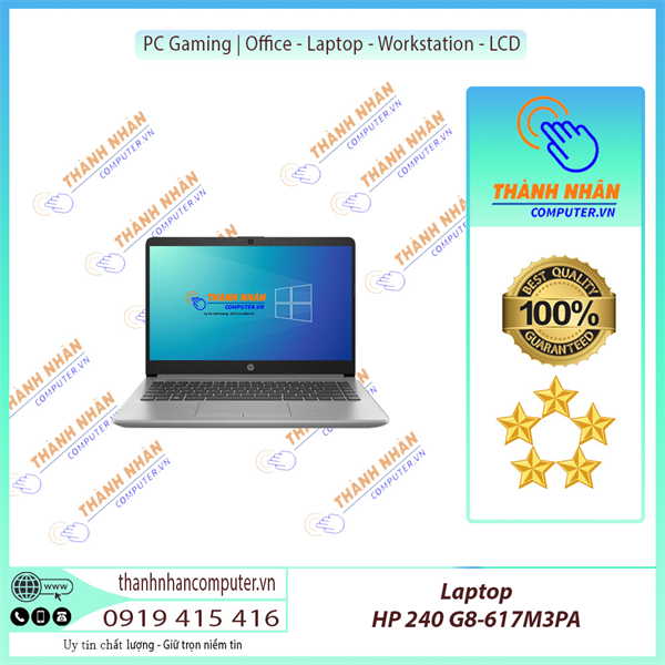 HP 240 G8-617K5PA Intel core I3(1005G1) Ram 4G SSD Ổ cứng 256GB 14” HD/ Win 11/ Bạc Full New Box