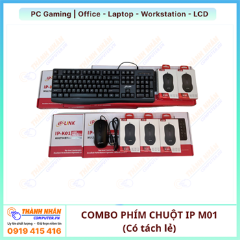 Combo bàn phím và chuột IP-Link IP-M01 (USB | Bảo hành 12 tháng | Black) Có tách lẻ