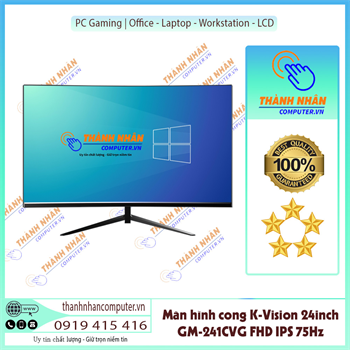 Màn hình cong K-vison GM241CVG (24 inch | FHD | 75Hz | IPS | Trắng | Đen) New Fullbox