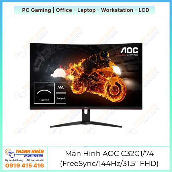 Màn Hình AOC C32G1/74 (31.5/FHD/Curve/VA/FreeSync/1ms/144Hz/Low Blue Mode/Flicker Free)