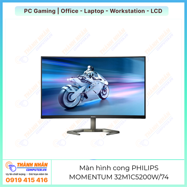 Màn hình cong PHILIPS MOMENTUM 32M1C5200W/74 (32" FHD| 240Hz| VA| Evnia 5000, 240 hz) Like New