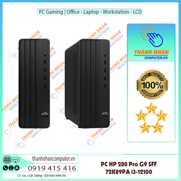 PC HP 280 Pro G9 SFF i3-12100/ i7-12700(4*3.3)/(4GB4/8GB)/256GSSD/WL/BT/KB/M/W11SL/ĐEN