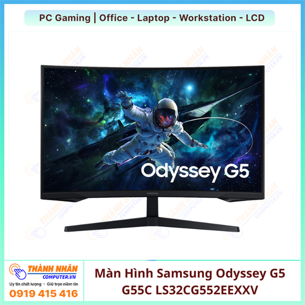 Màn Hình Gaming SAMSUNG Odyssey G5 G55C LS32CG552EEXXV (32.0 inch - 2K - VA - 165Hz - 1ms - FreeSync - HDR10 - Curved)