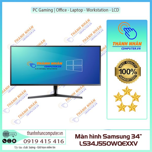 Màn hình Samsung LS34J550WQEXXV (34 inch/2K/VA/75Hz/4ms/300 nits/HDMI+DP/FreeSync) New Fullbox