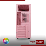 Case máy tính V3-601P Hồng - Trắng Có Sẵn LED RGB New 100%