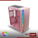 Case máy tính V3-601P Hồng - Trắng Có Sẵn LED RGB New 100%