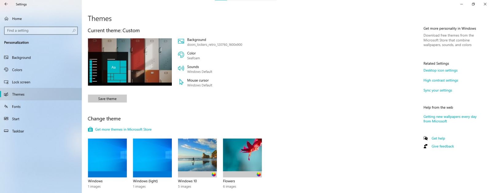 chọn phần Themes