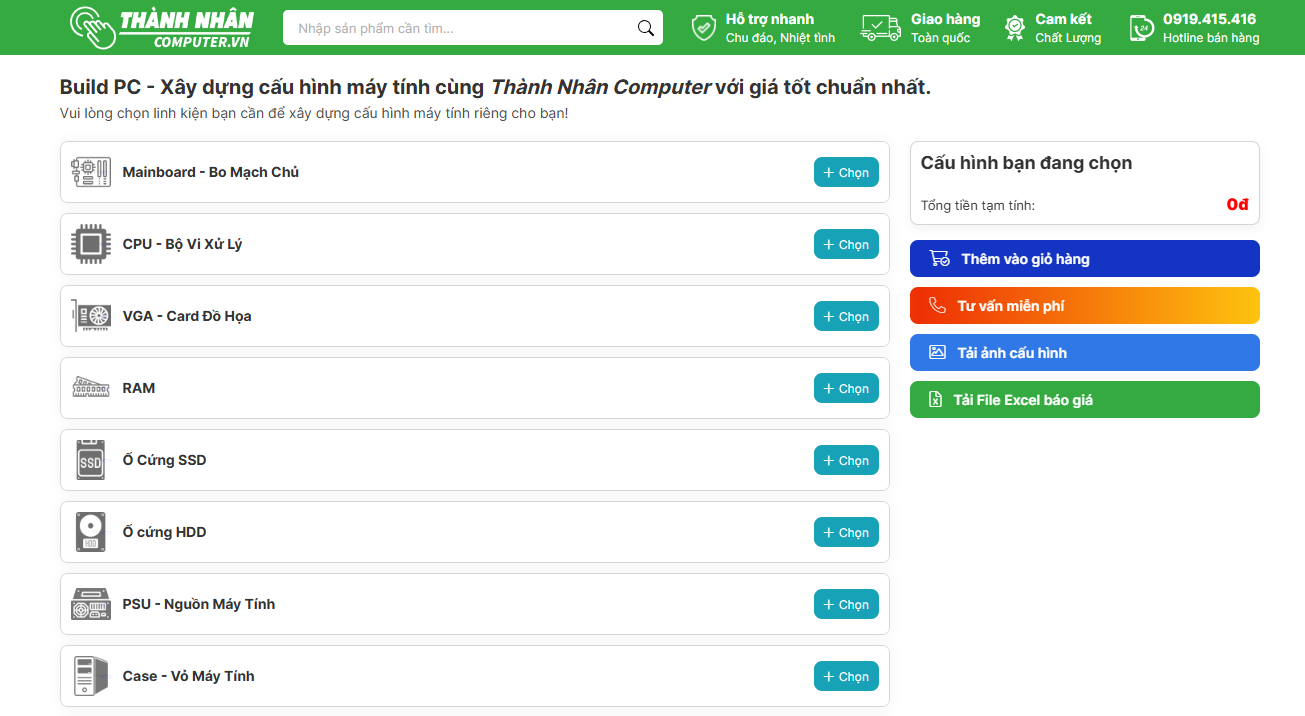 Build PC - Xây dựng cấu hình máy tính cùng Thành Nhân Computer với giá tốt chuẩn nhất.