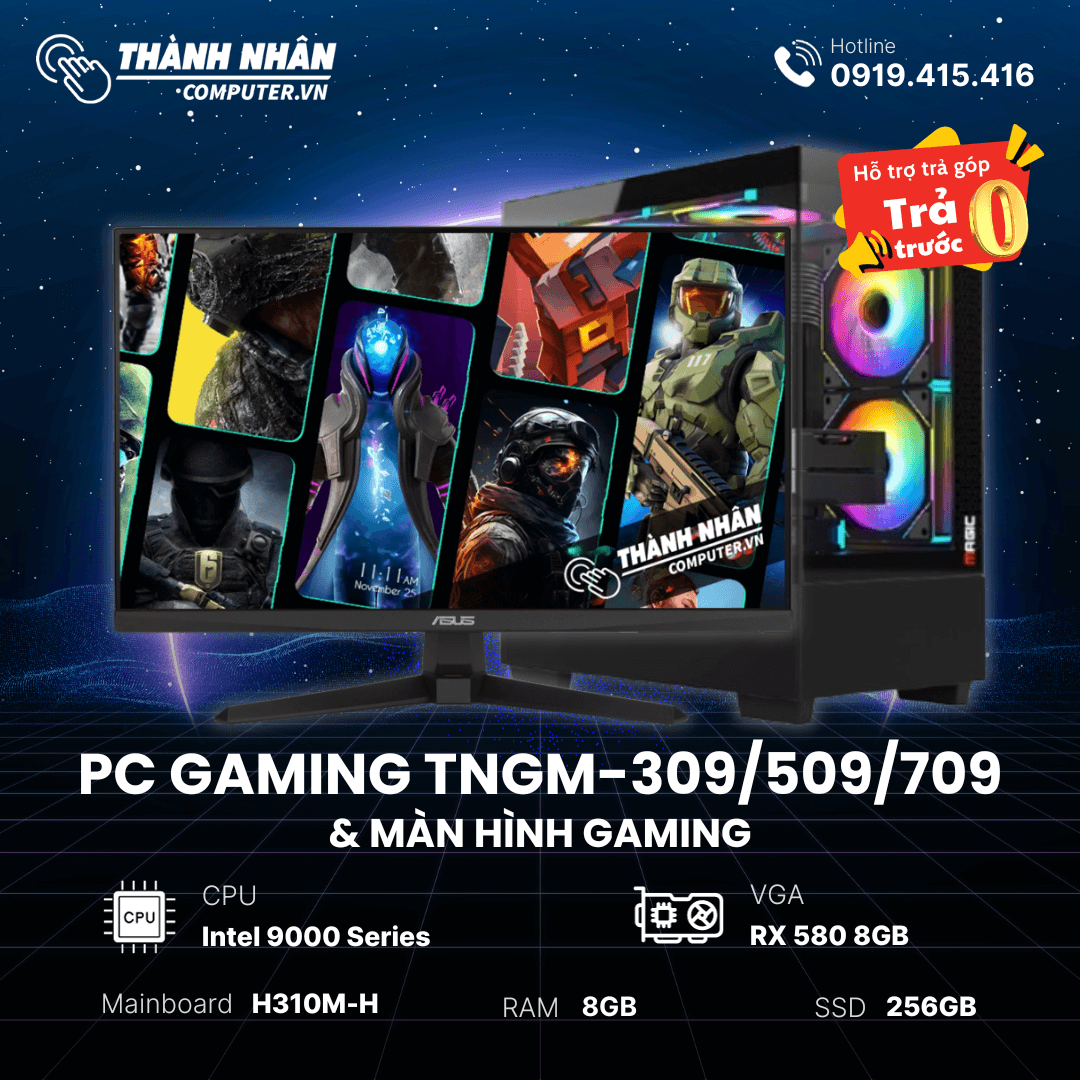 PC Gaming TNGM-309/509/709 (Intel Core i3 9100F/ i5 9400F / i7 9700f - Ram 8GB - SSD 256GB - Vga RX 580 8GB) Like New